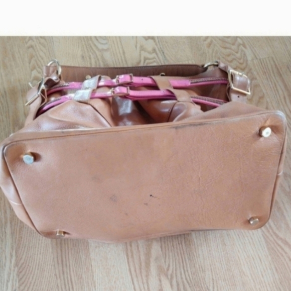 🍂🍁RARE Rebecca minkoff Devote tan pink leather tote purse - Picture 8 of 10